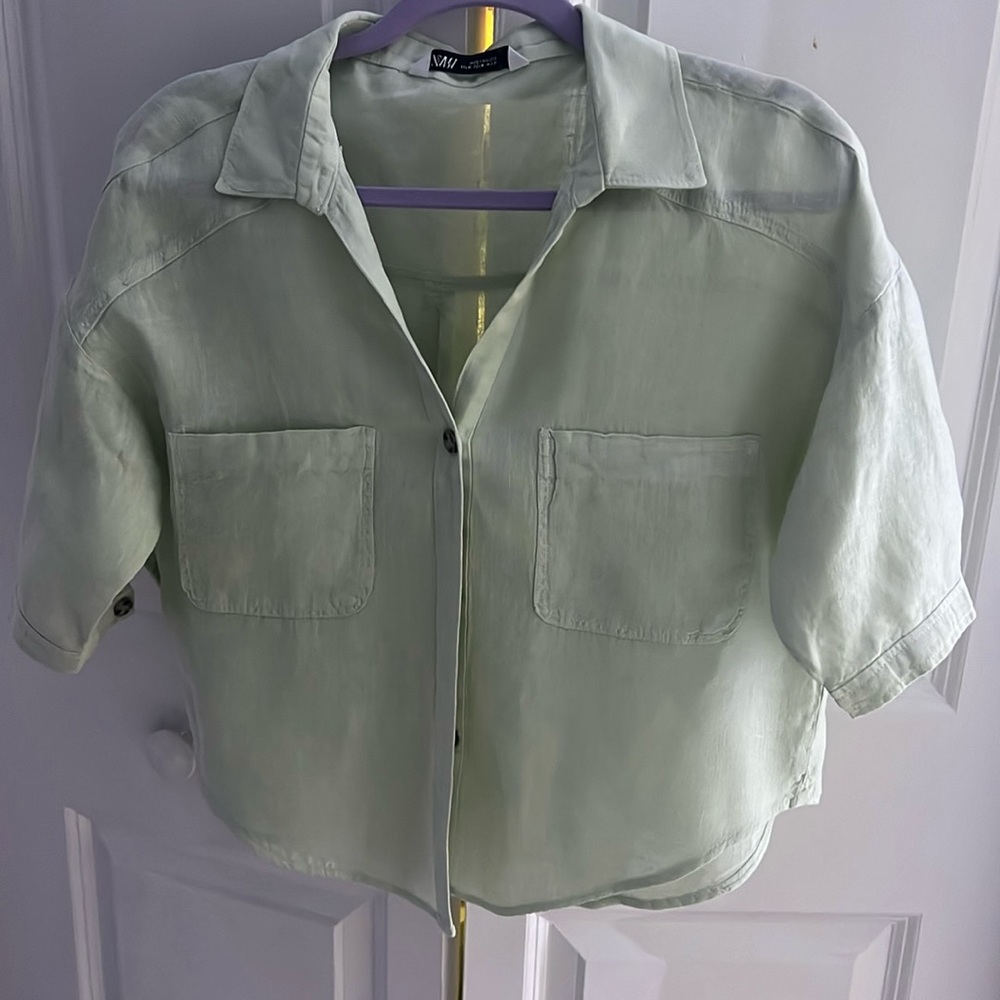Green Zara blouse